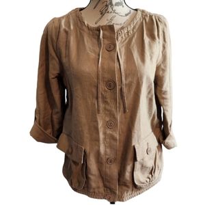 Canyon River Blue Khaki Linen And Cotton Blend Jacket